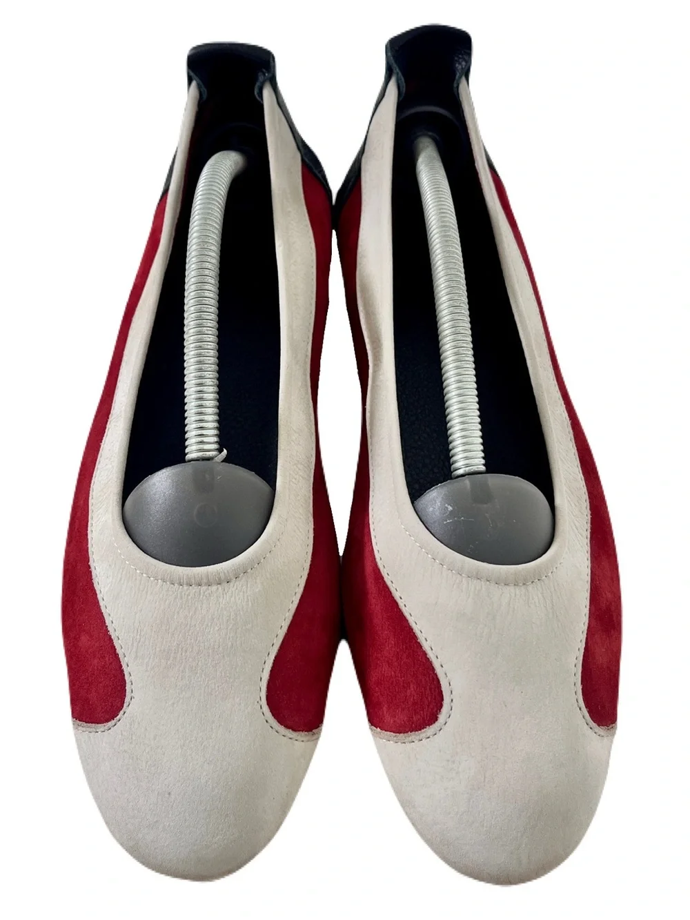 Arche Red, Grey and Black Colorblock Suede ‘Lambaa Ballerina’ Flats, Size 41